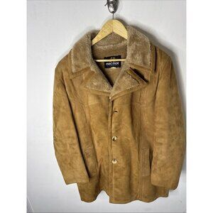 Vintage Mac Mor Suede Shearling Coat Tan Lambskin Western Men L Dmg